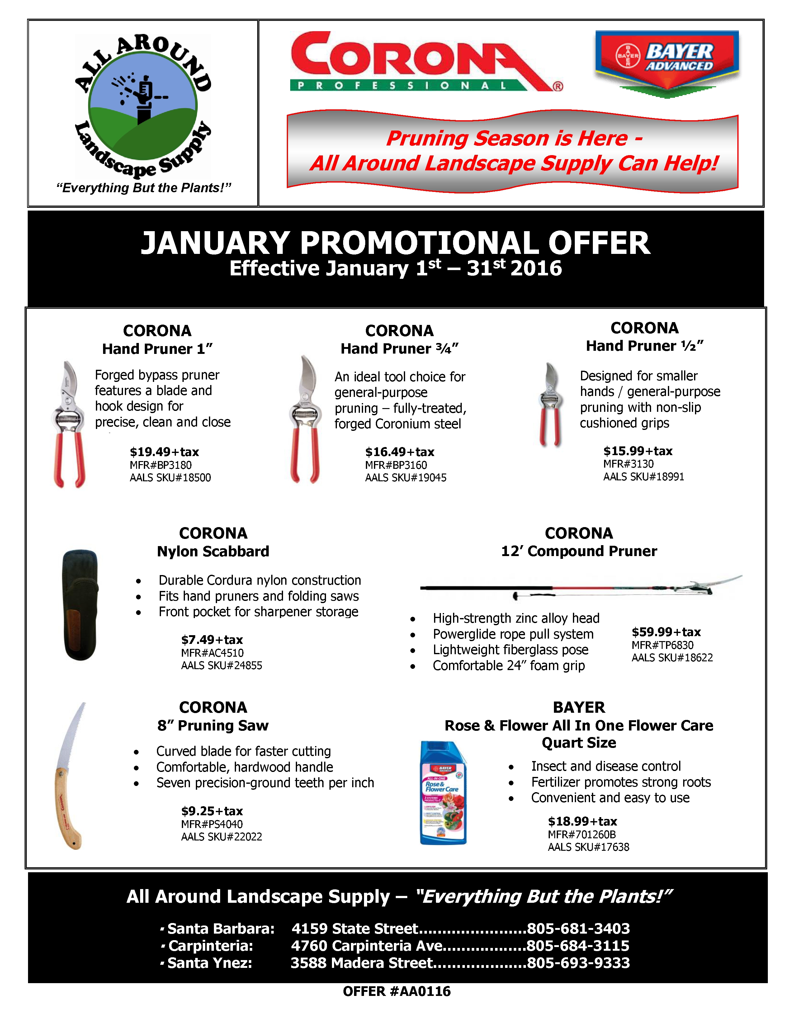 All Around Landscape January 2016 Promotions