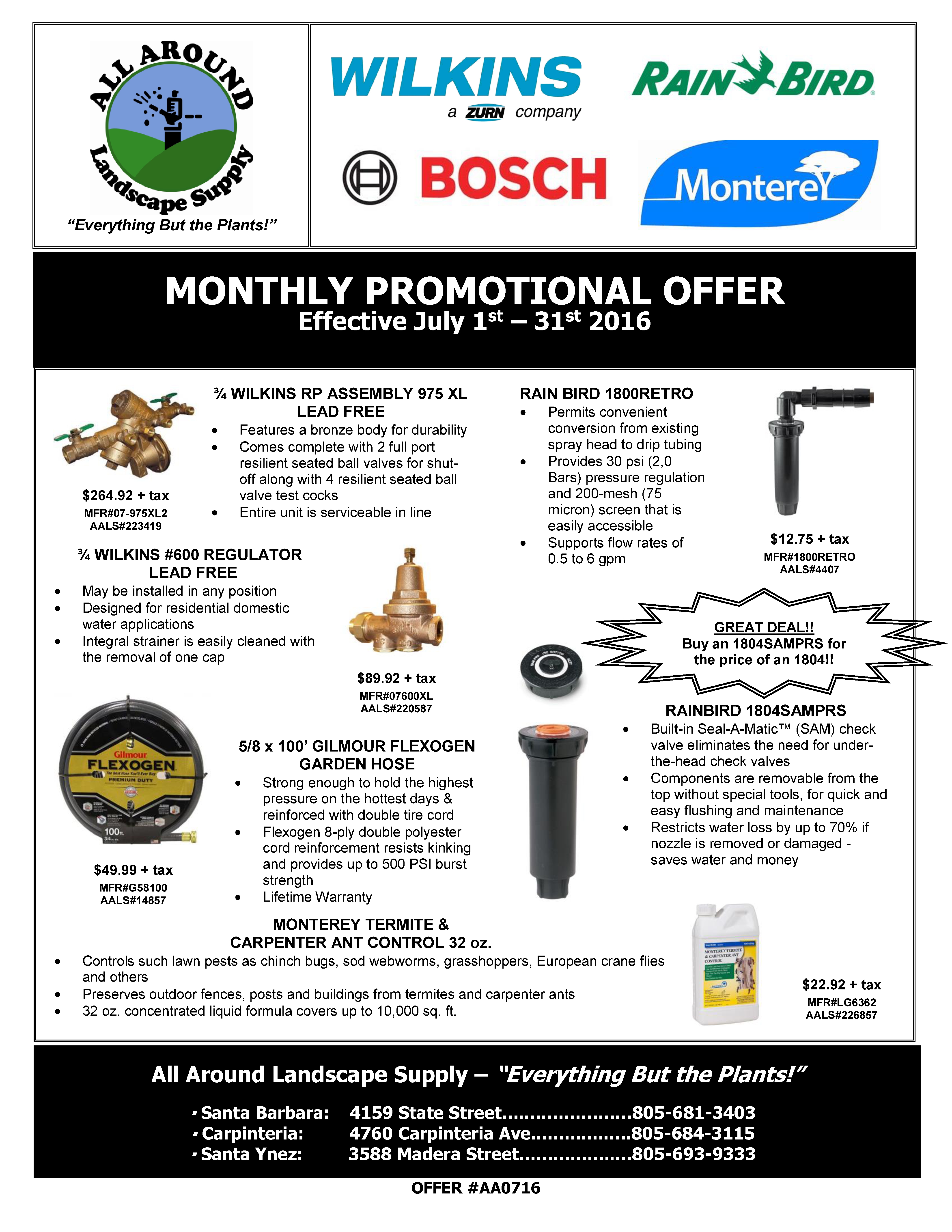All Around Landscape July 2016 Promotions